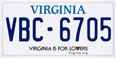 VA license plate VBC6705