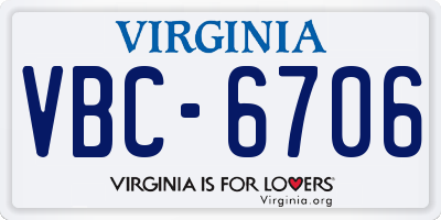 VA license plate VBC6706