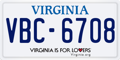 VA license plate VBC6708