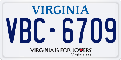 VA license plate VBC6709