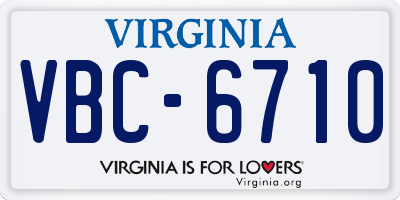 VA license plate VBC6710