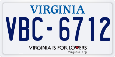 VA license plate VBC6712