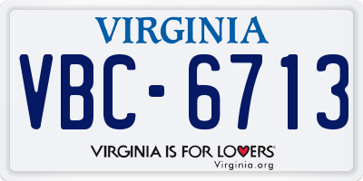 VA license plate VBC6713