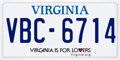 VA license plate VBC6714