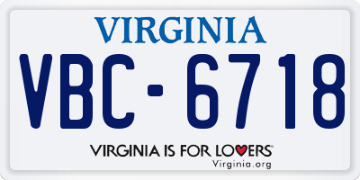 VA license plate VBC6718