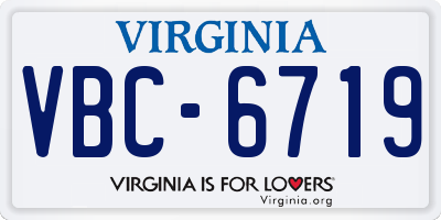 VA license plate VBC6719