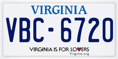 VA license plate VBC6720