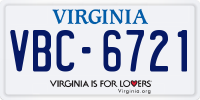 VA license plate VBC6721