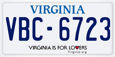 VA license plate VBC6723