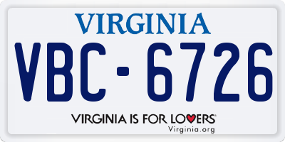VA license plate VBC6726