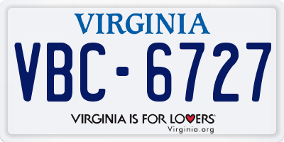 VA license plate VBC6727