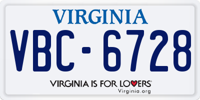 VA license plate VBC6728
