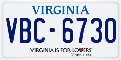 VA license plate VBC6730