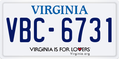 VA license plate VBC6731