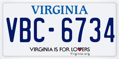 VA license plate VBC6734