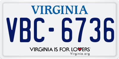 VA license plate VBC6736