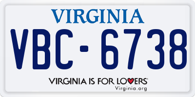 VA license plate VBC6738