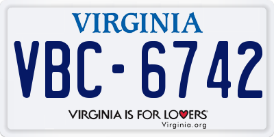 VA license plate VBC6742