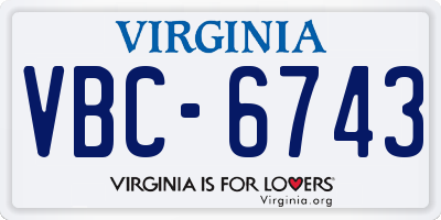 VA license plate VBC6743