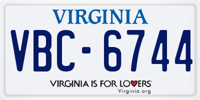 VA license plate VBC6744