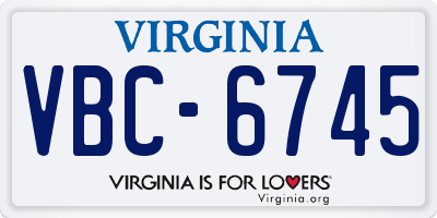 VA license plate VBC6745