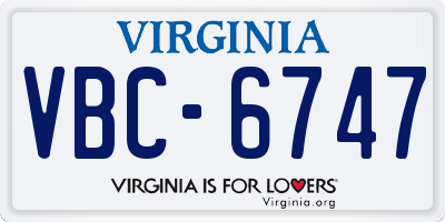 VA license plate VBC6747