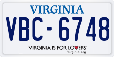 VA license plate VBC6748