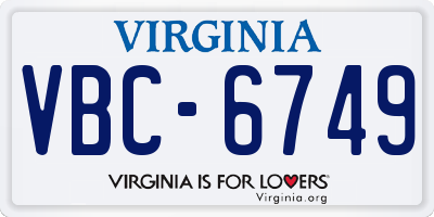 VA license plate VBC6749