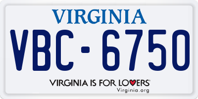 VA license plate VBC6750