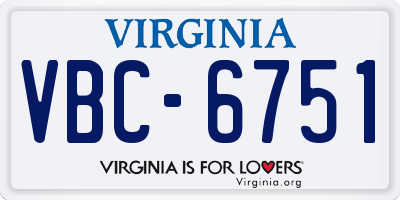 VA license plate VBC6751