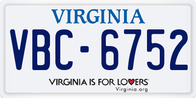 VA license plate VBC6752