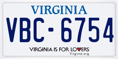 VA license plate VBC6754