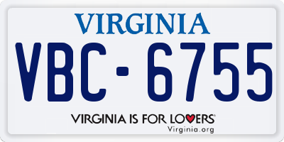 VA license plate VBC6755