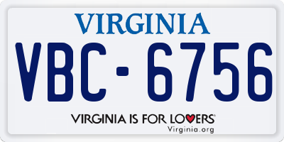 VA license plate VBC6756