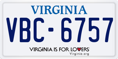 VA license plate VBC6757