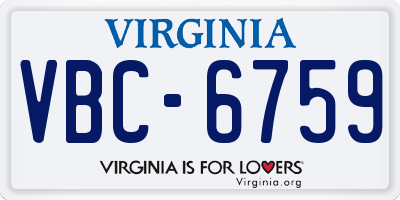 VA license plate VBC6759