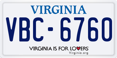VA license plate VBC6760