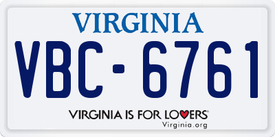 VA license plate VBC6761