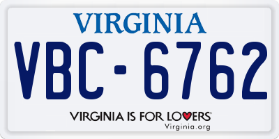 VA license plate VBC6762