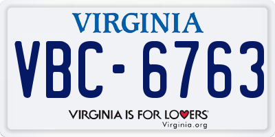VA license plate VBC6763