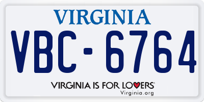 VA license plate VBC6764