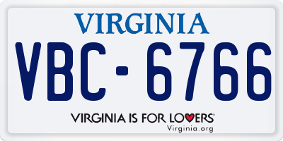 VA license plate VBC6766