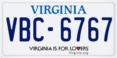 VA license plate VBC6767