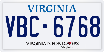 VA license plate VBC6768