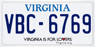 VA license plate VBC6769
