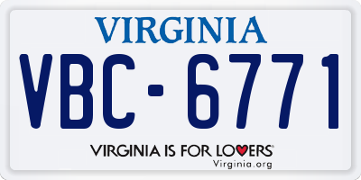VA license plate VBC6771