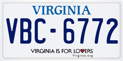 VA license plate VBC6772