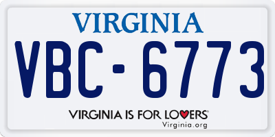VA license plate VBC6773