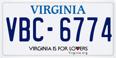 VA license plate VBC6774