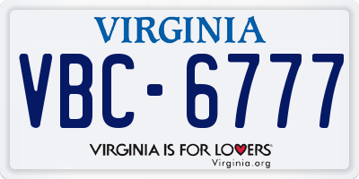 VA license plate VBC6777